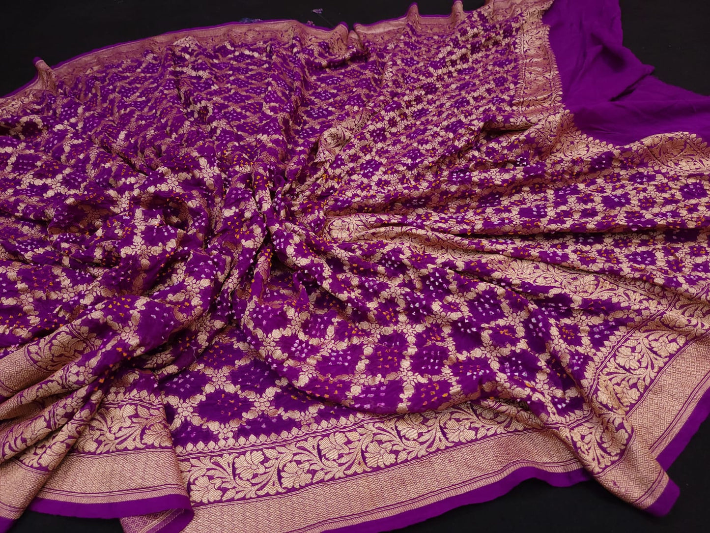 Gorgette banarsi  neemjari saree - Saffronfashionindia