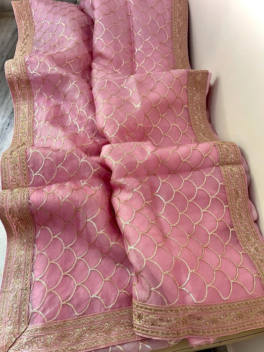 Nishabd organza sequence saree - Saffronfashionindia