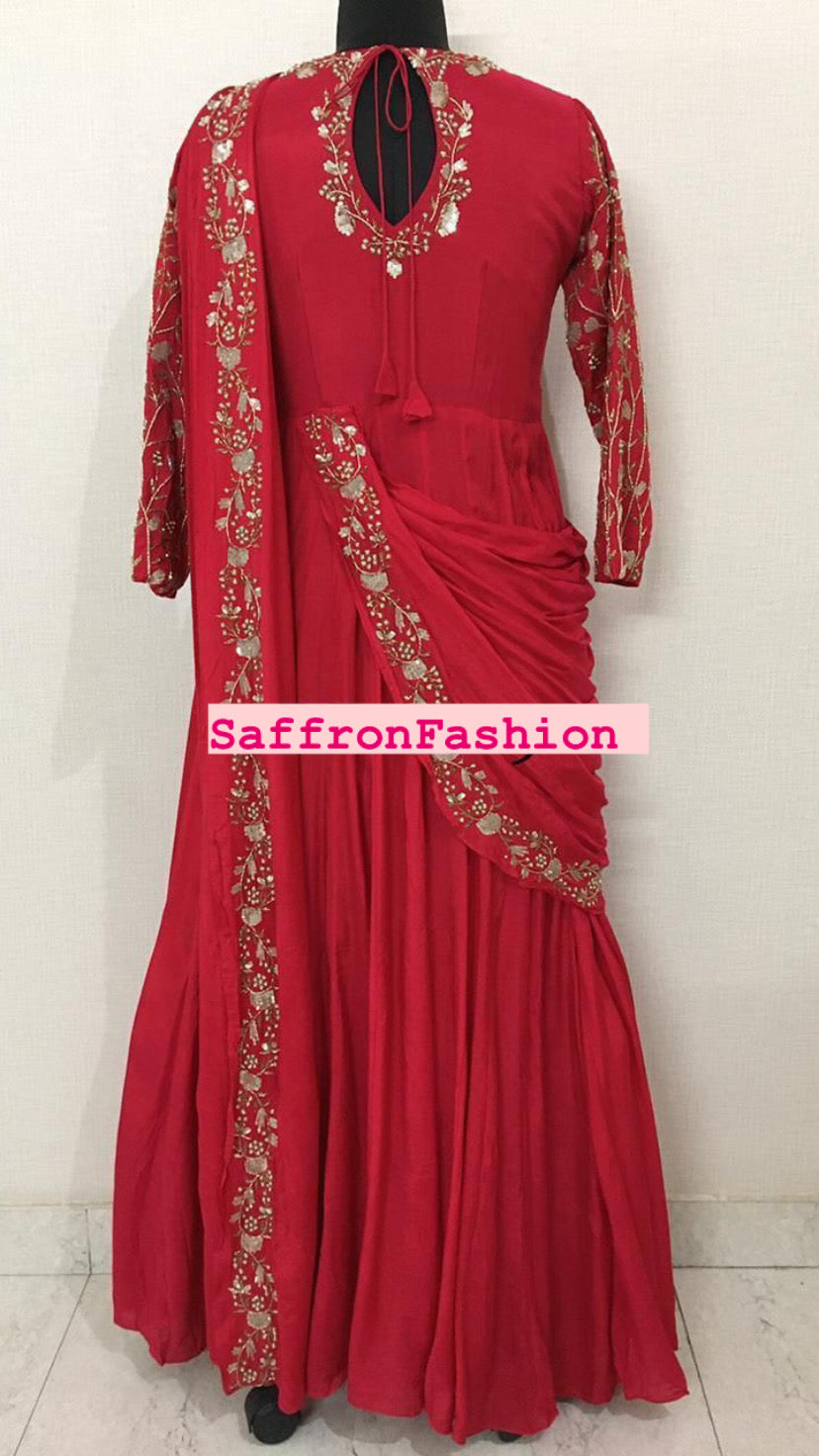 Red valanetine dress - Saffronfashionindia