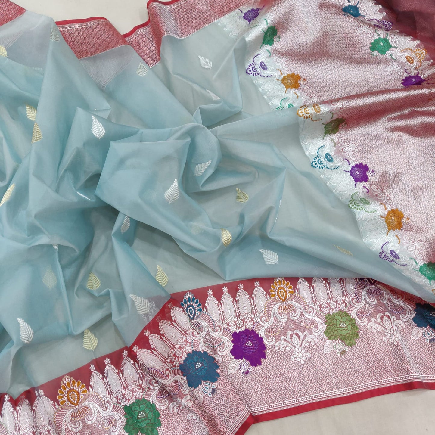 Asmani kora silk saree - Saffronfashionindia