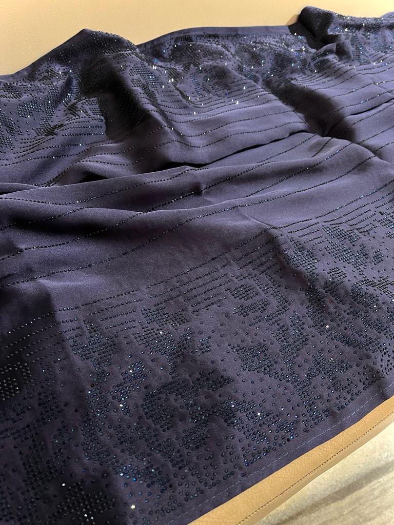 Waleda satin swarosvki saree - Saffronfashionindia