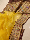 Yellow banarsi handwoven saree