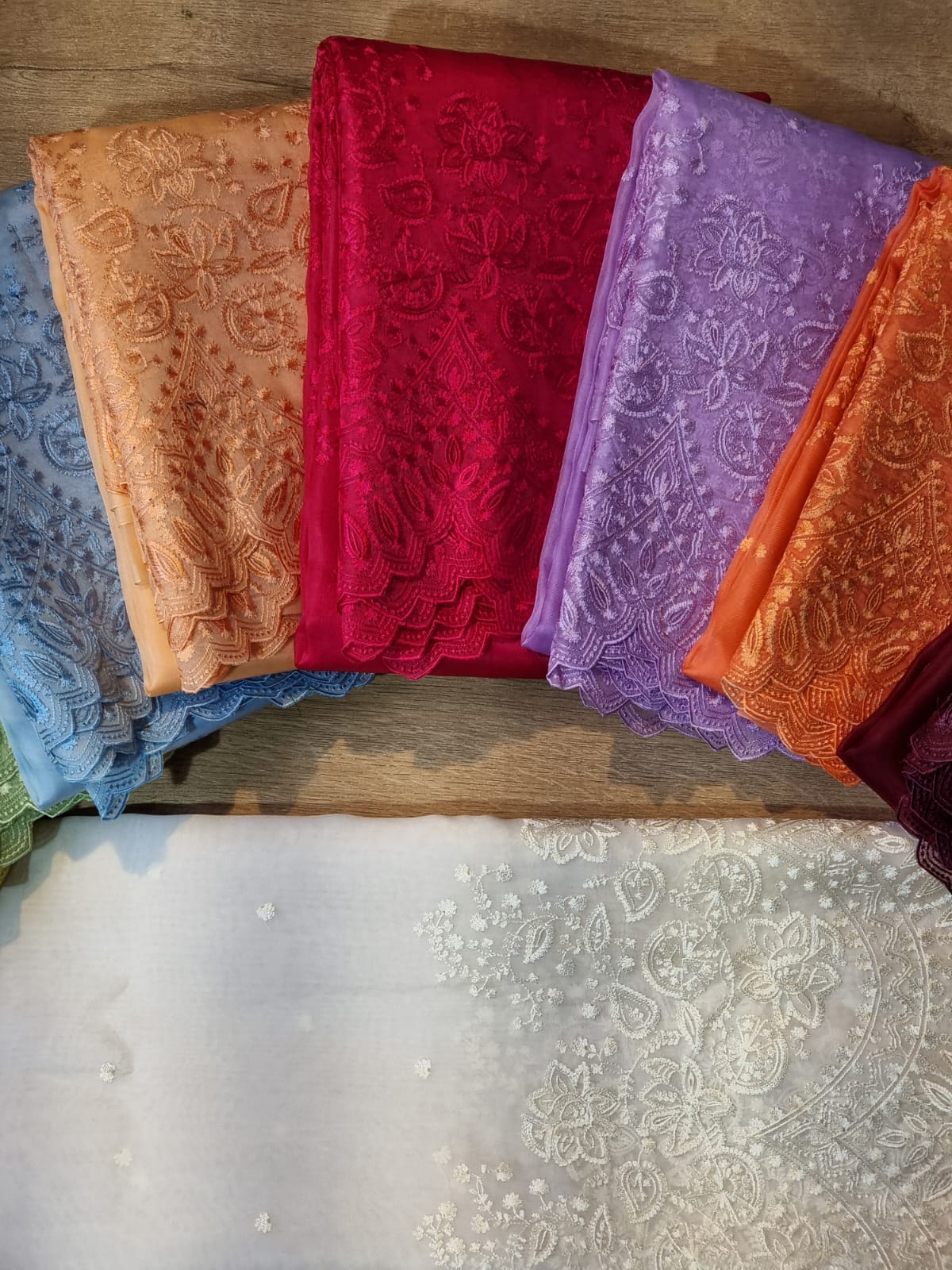 Scalloped inspired organza cutwork saree SaffronFashion