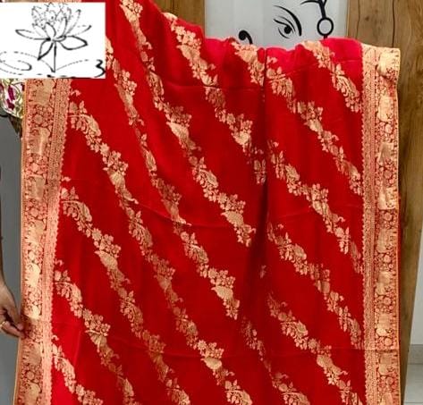 Ravish moonga crepe banarsi saree - Saffronfashionindia