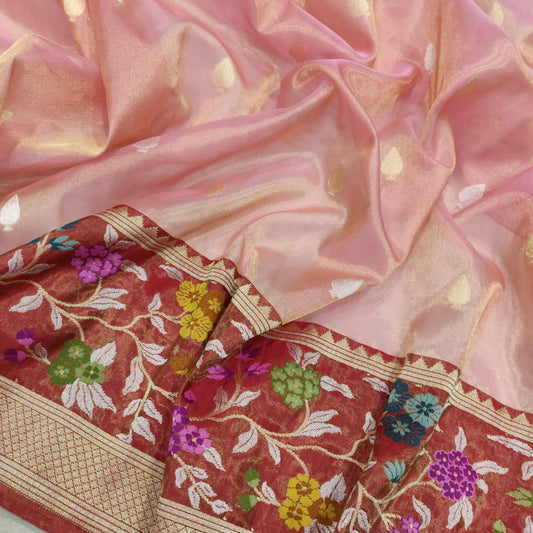 Kushnama tissue handwoven zari saree - Saffronfashionindia