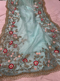 Iris embroidered saree