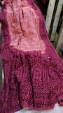 Beautiful dyed Chikankari gorgette saree