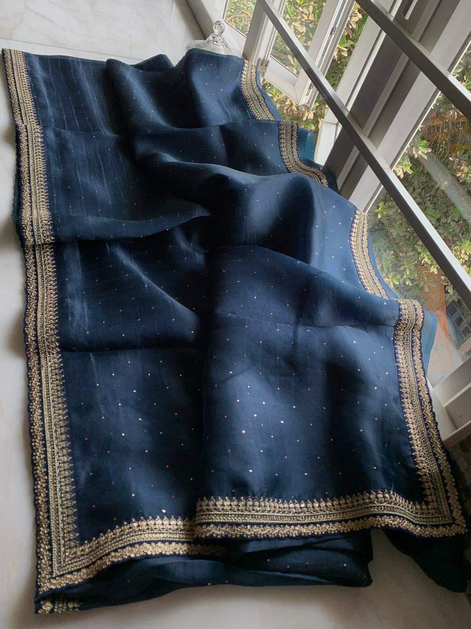 Vahida organza sari partywear sarees Indian sari SaffronFashion