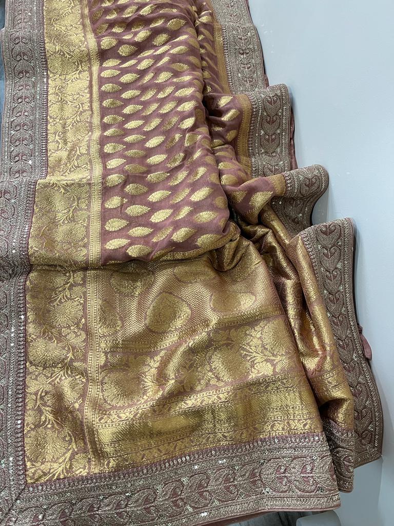 Lucin khaddi banarsi saree - Saffronfashionindia