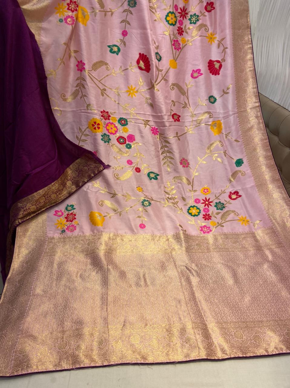 Naveli Meenakari silk sari - Saffronfashionindia