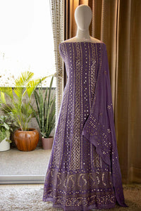 Purple Anarkali gorgette dress