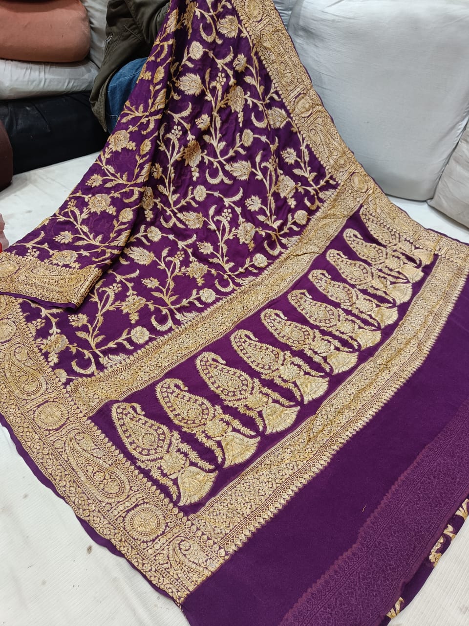 Gloria gorgette chiffon saree - Saffronfashionindia