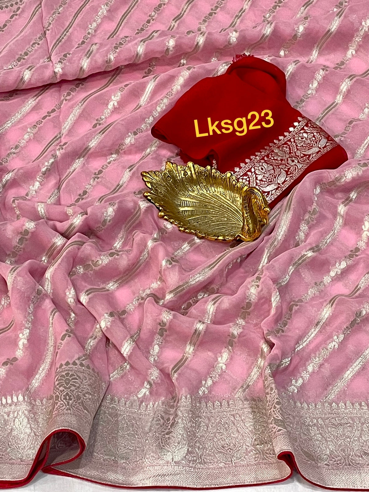 Rini khaddi gorgette silver jari saree - Saffronfashionindia