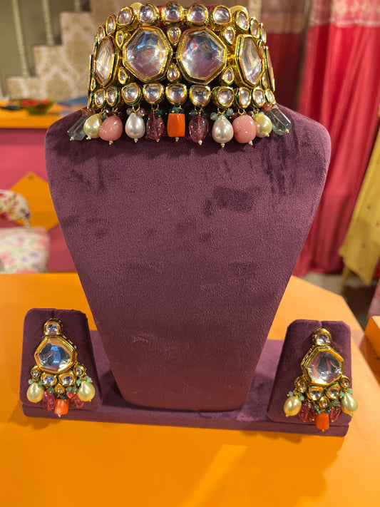 Rainbow choker set - Saffronfashionindia