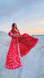 Red riding hood inspired lehengas