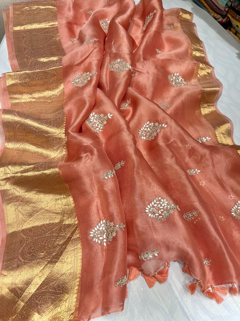 Kanchi organza saree - Saffronfashionindia