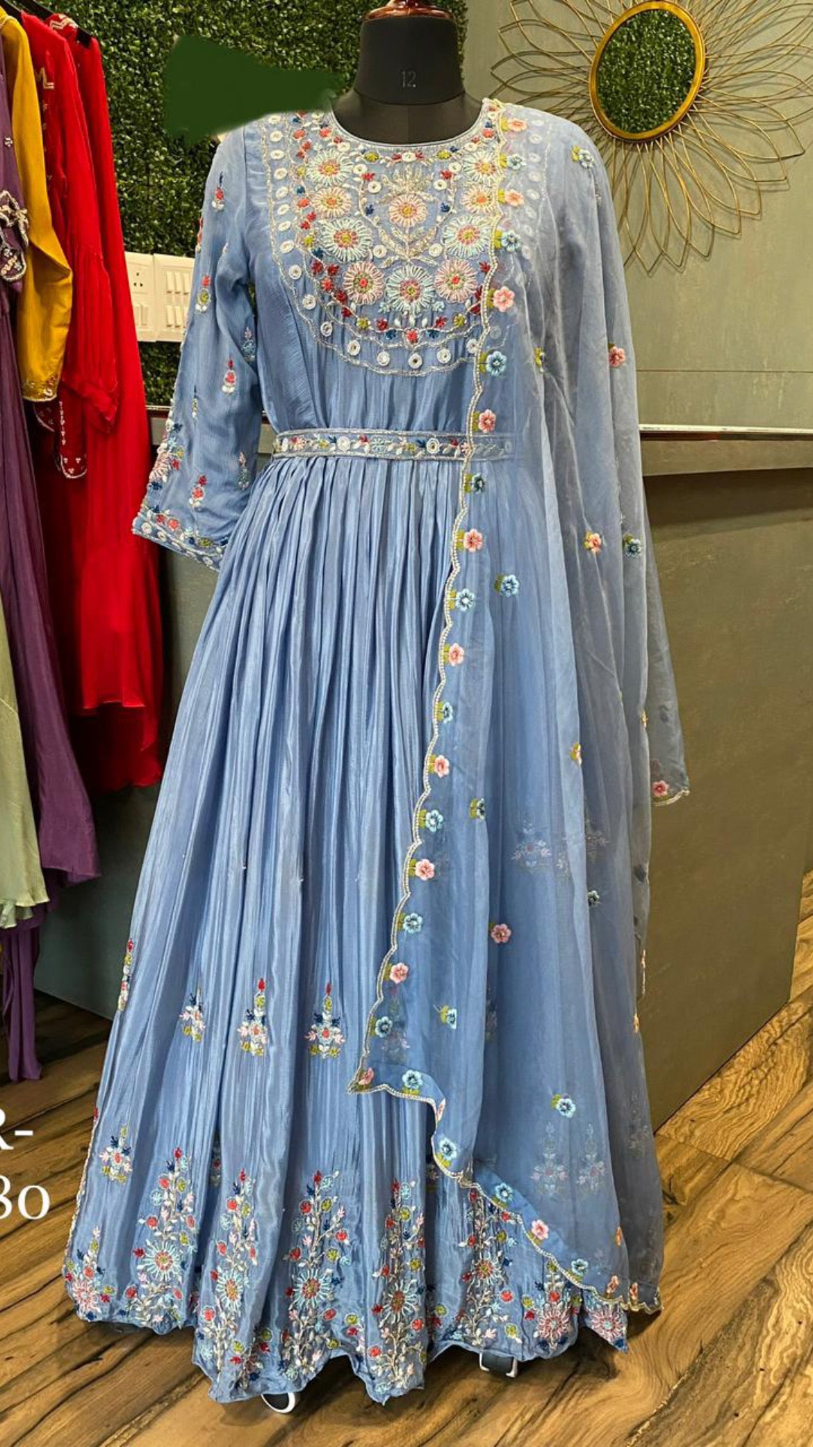 Blue long dress indian dress - Saffronfashionindia