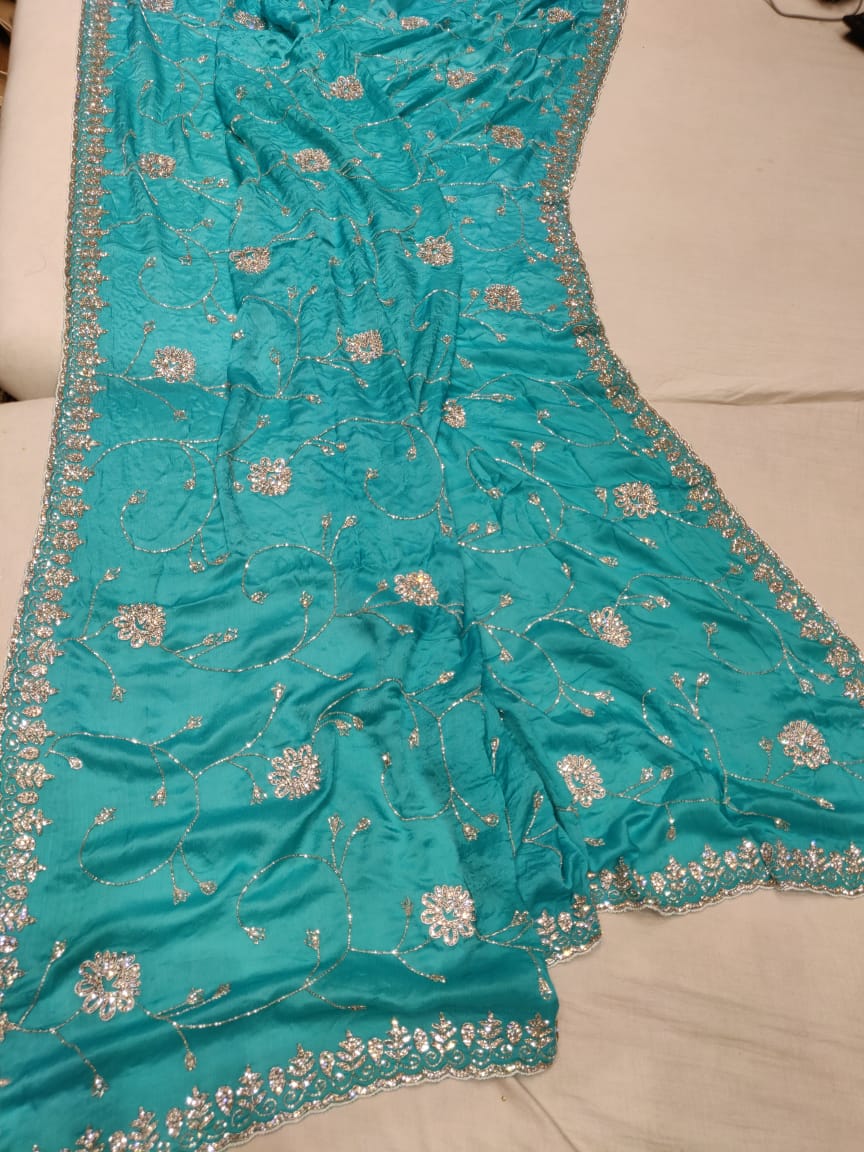 Satin katdana saree - Saffronfashionindia