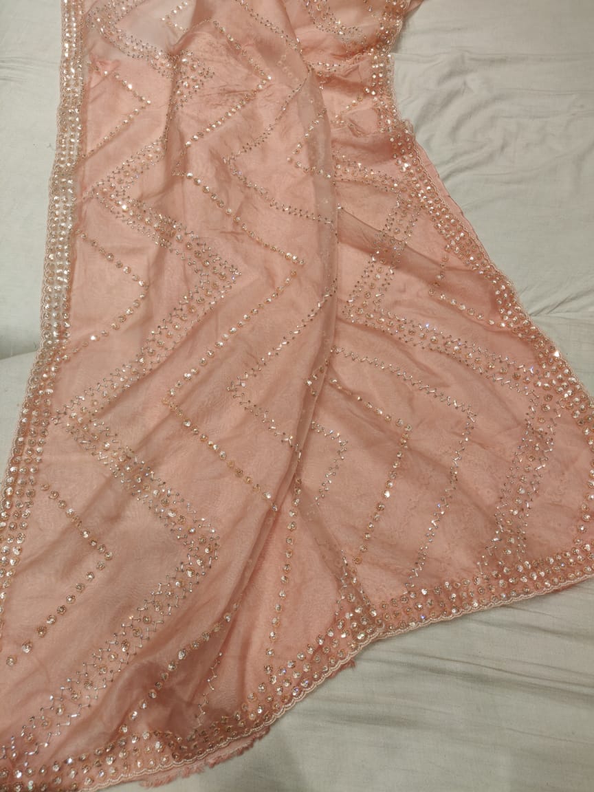 Pyari zardosi saree Partywear saree women saree blouse - Saffronfashionindia