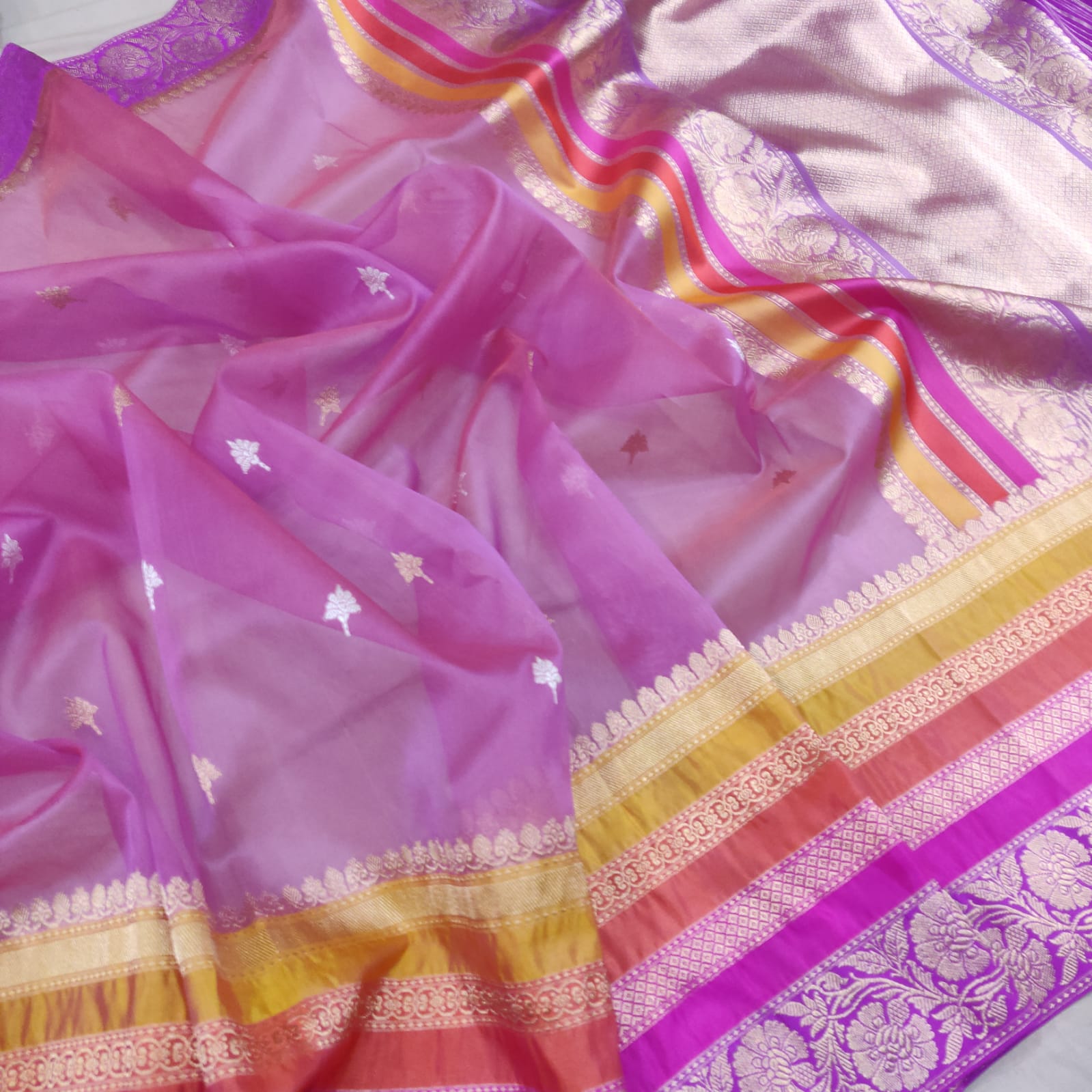 Vinisha pink kora saree - Saffronfashionindia