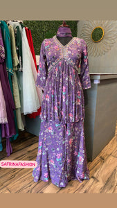 Lavender printed kurta dress women dress