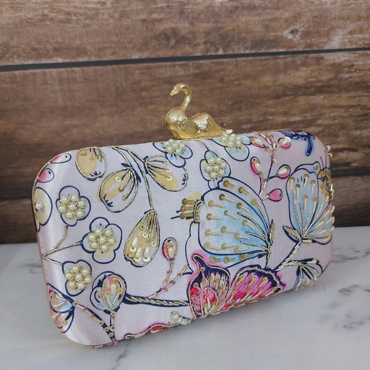 Swan printed clutch - Saffronfashionindia