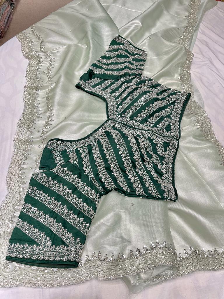 Zaiba tissue organza saree - Saffronfashionindia