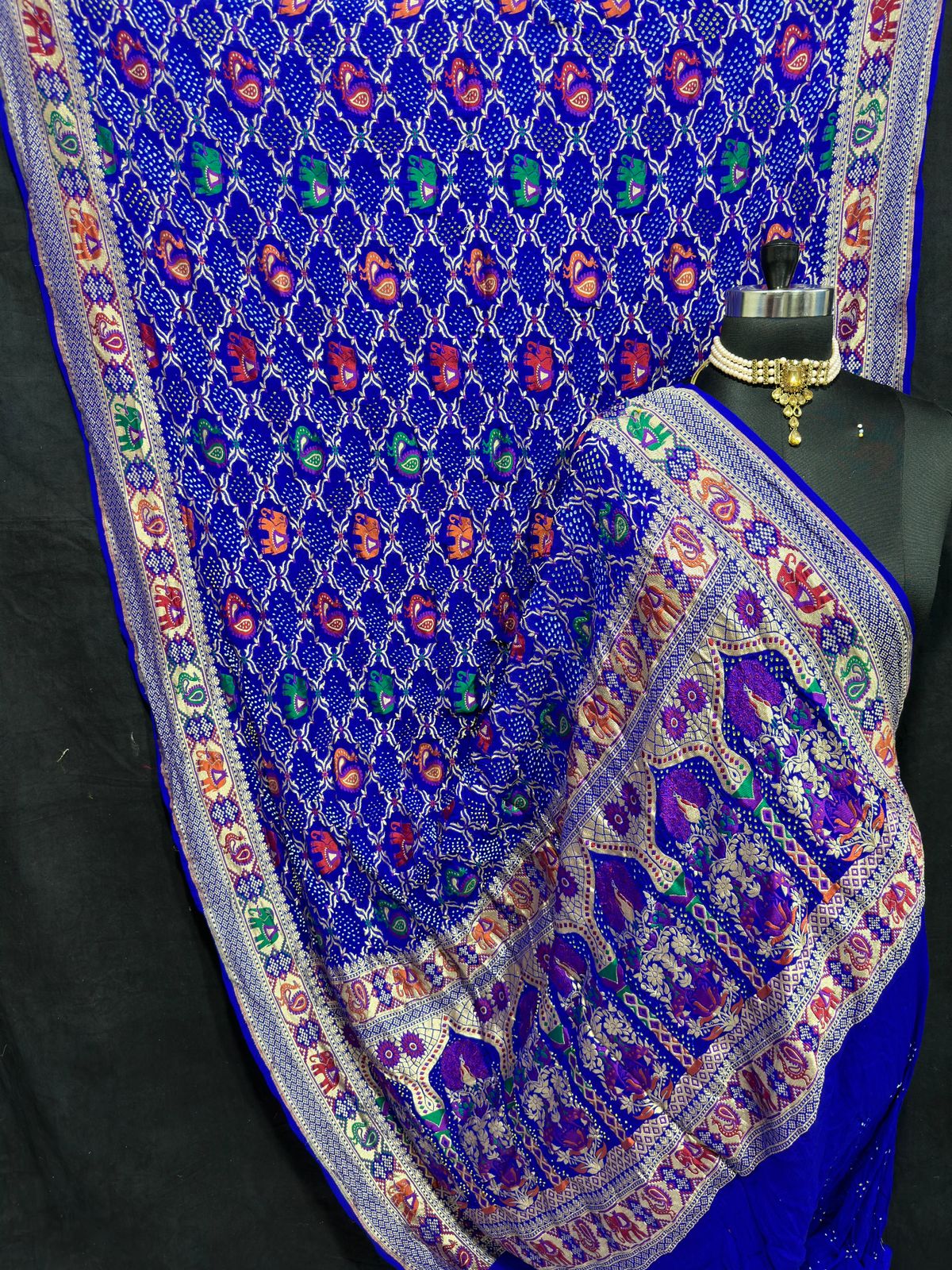 Lavanya Banarsi bandhani saree - Saffronfashionindia