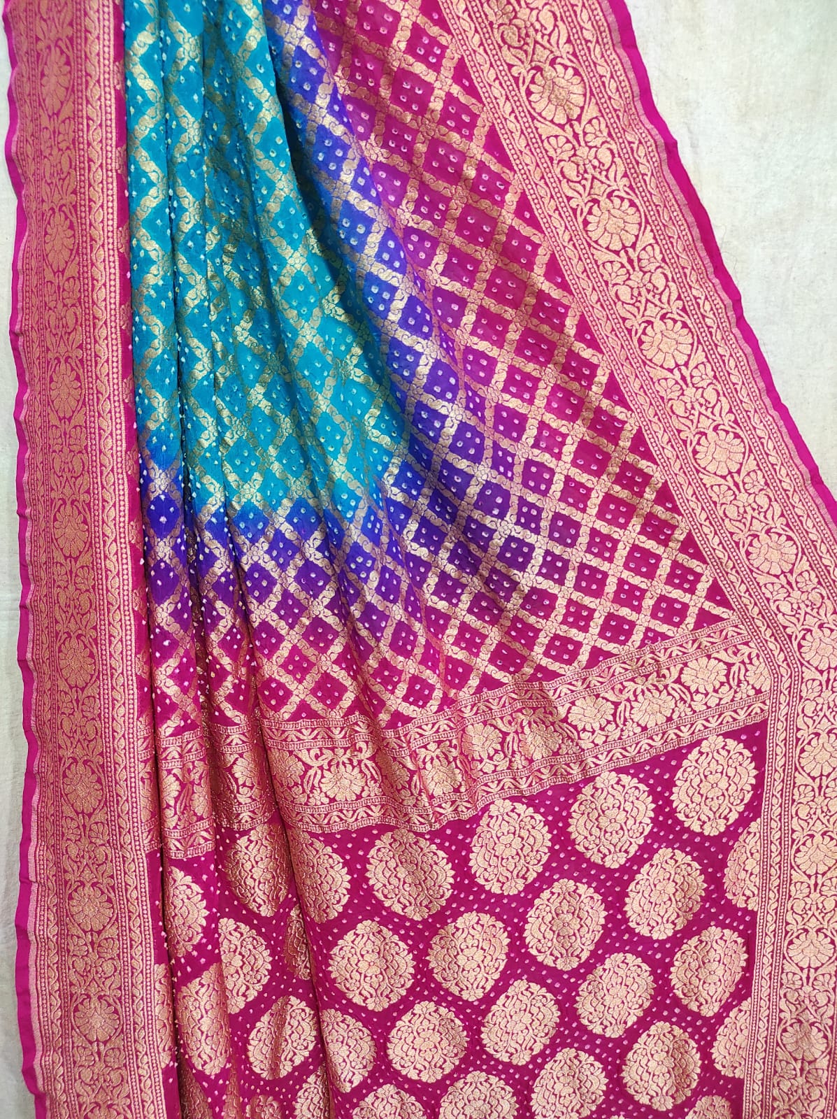 Malvi bandhani banarsi saree - Saffronfashionindia
