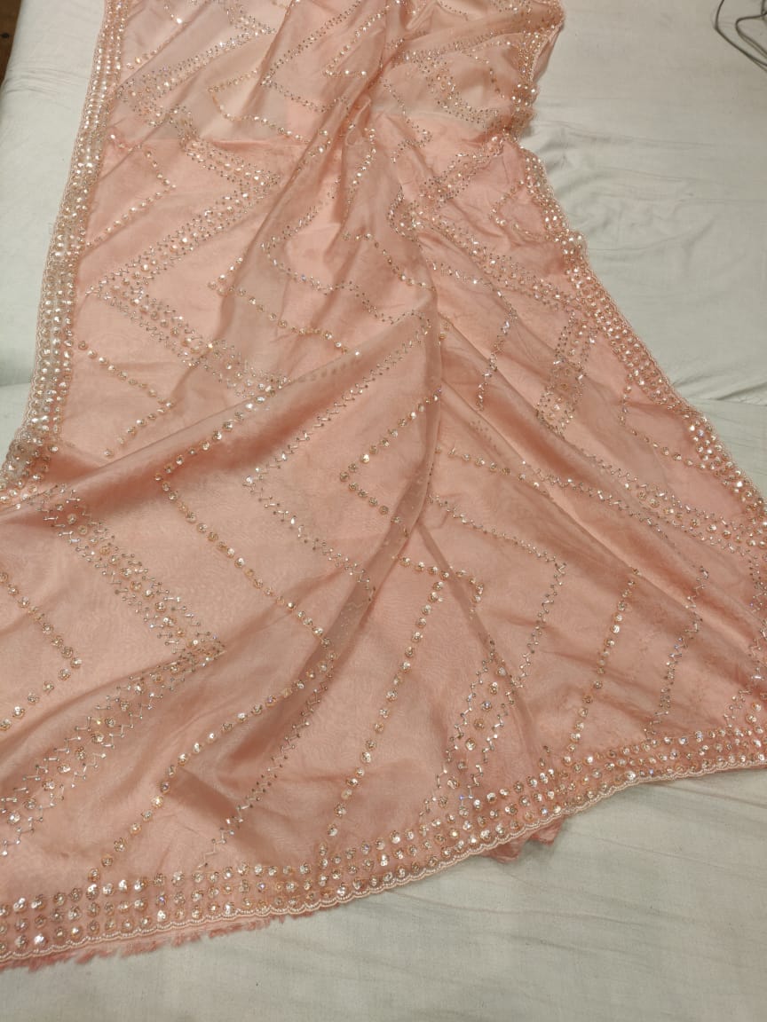 Pyari zardosi saree Partywear saree women saree blouse - Saffronfashionindia