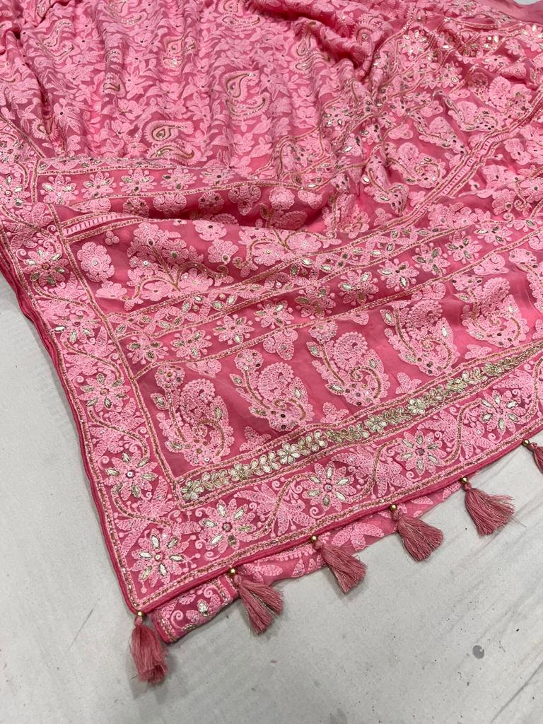 Archie Chikankari gottapatti saree - Saffronfashionindia