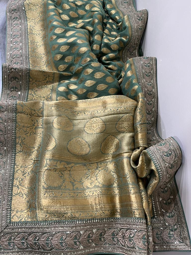 Lucin khaddi banarsi saree - Saffronfashionindia