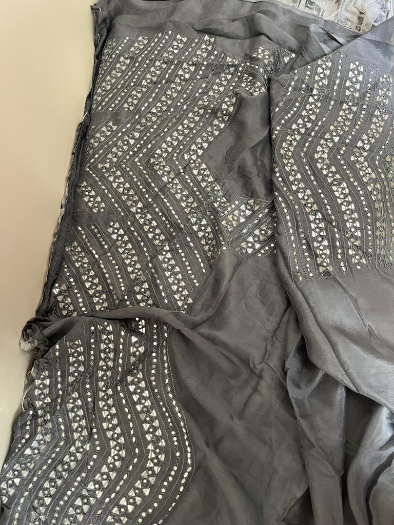 Mirror inspired crepe gorgette saree - Saffronfashionindia