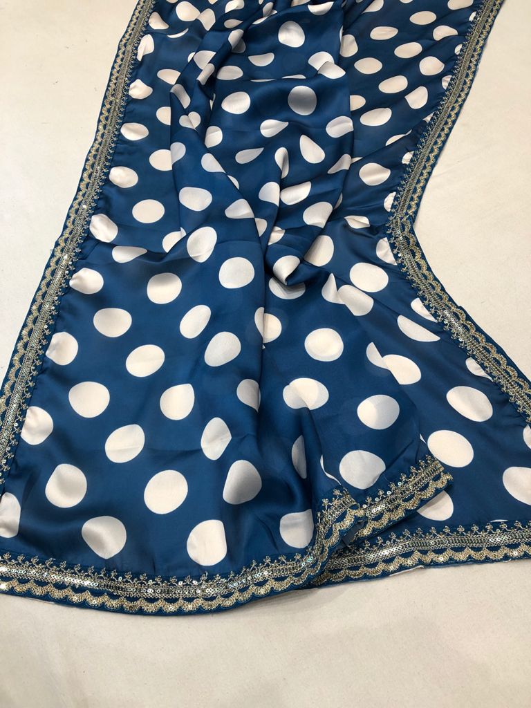 Polka dot organza saree - Saffronfashionindia