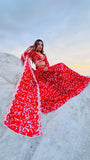 Red riding hood inspired lehengas