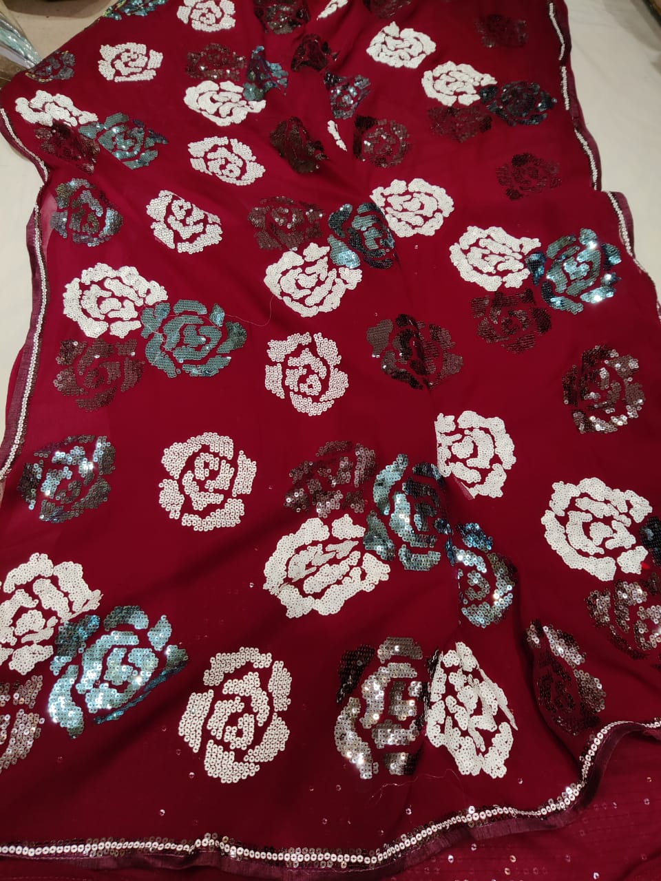 Sequence gorgette beautiful saree - Saffronfashionindia