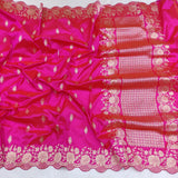 Pinasha Katan handwoven kadwa saree