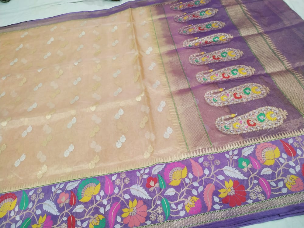 Roza tissue kadhuwa saree - Saffronfashionindia