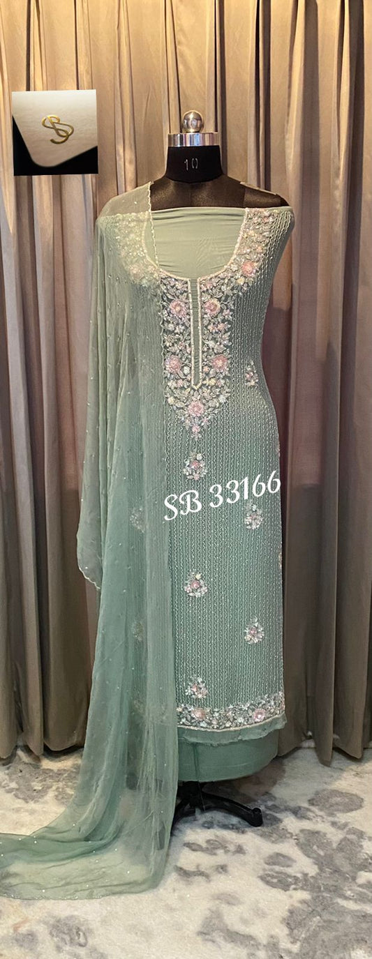 Nishani sequins embroidered suit - Saffronfashionindia