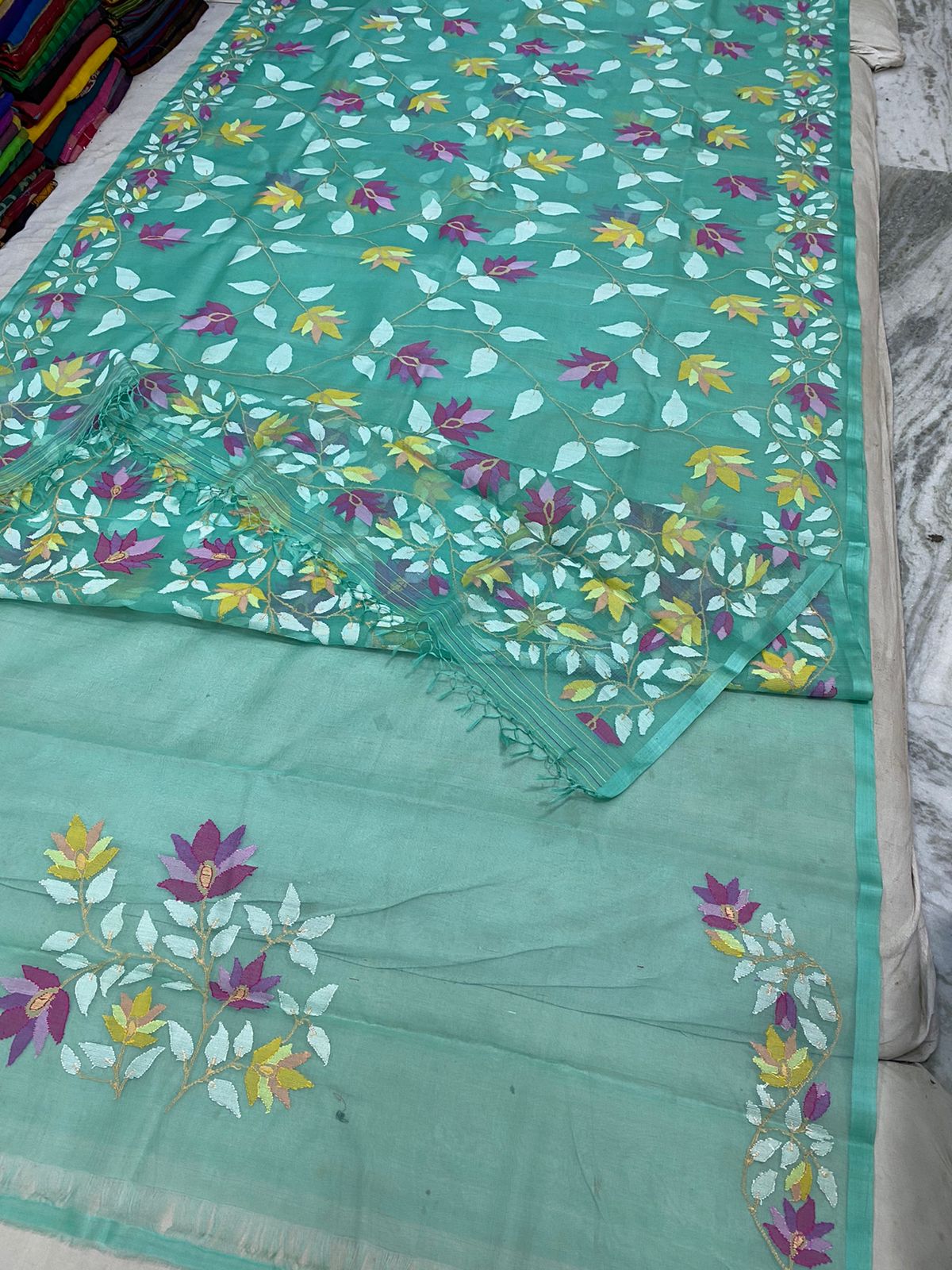 Boudi muslin jamdani saree - Saffronfashionindia