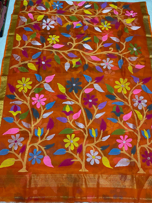 Kaveri muslin saree - Saffronfashionindia