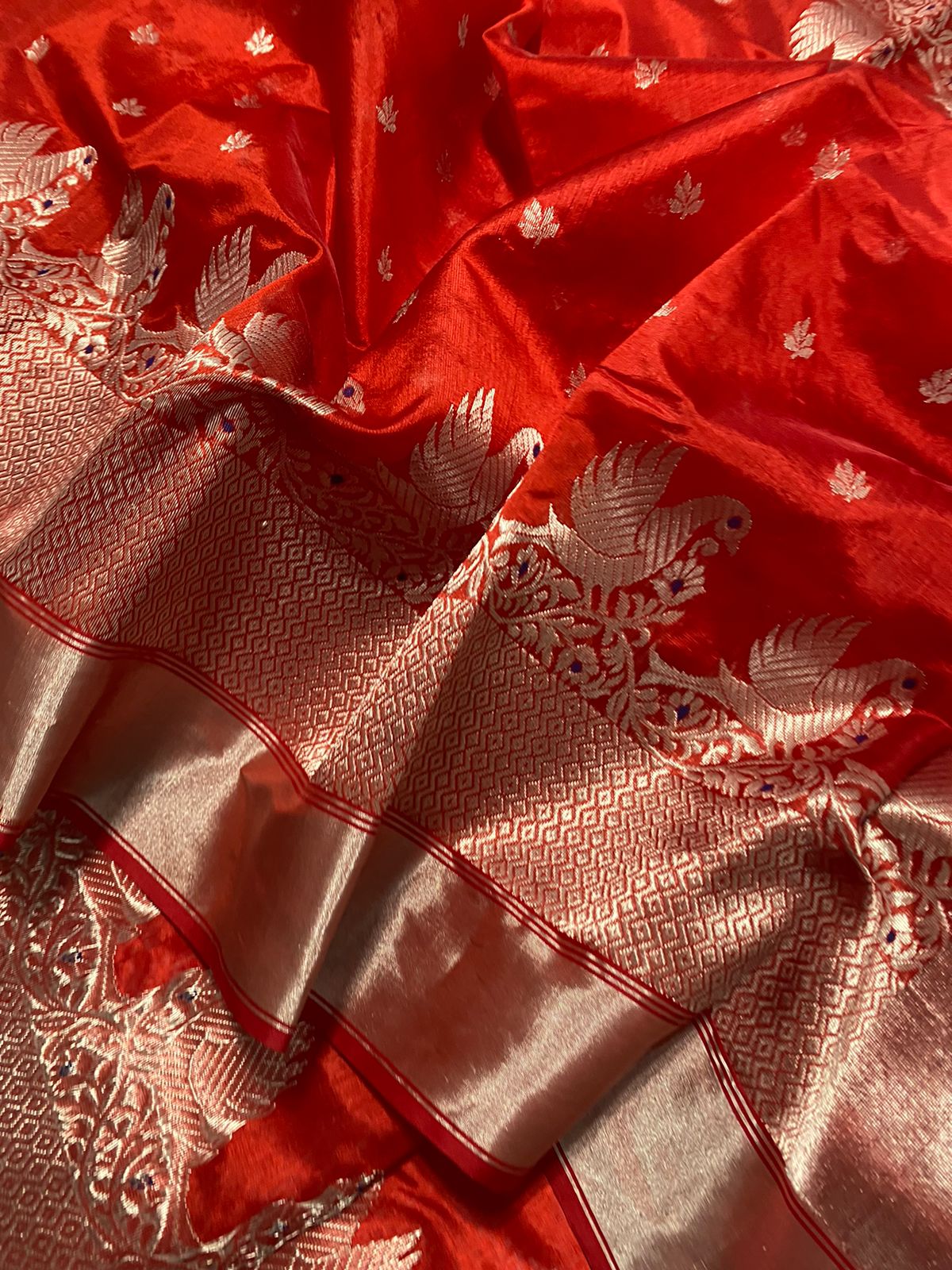 Lal begum Chanderi saree/sari - Saffronfashionindia