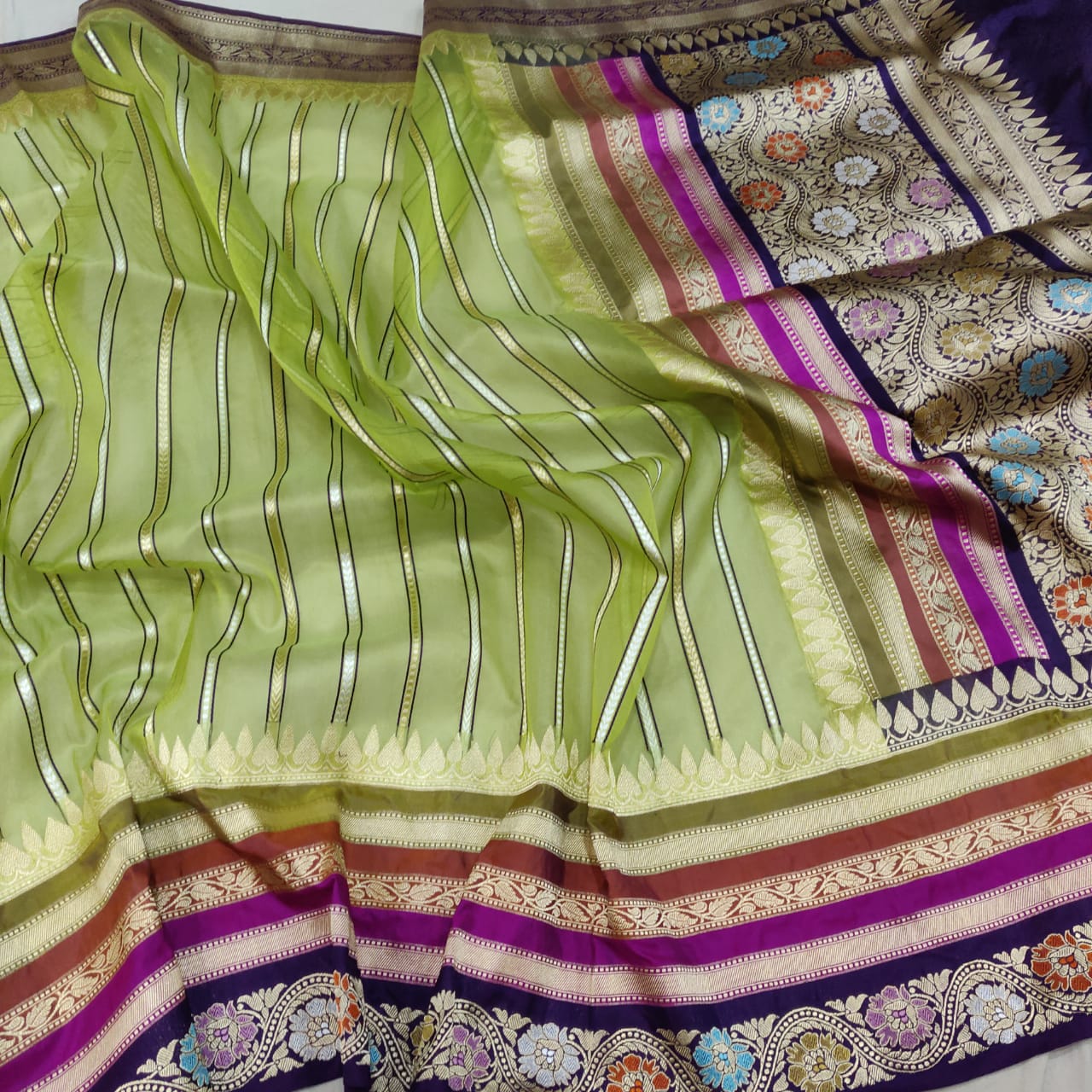 Gulmarg handwoven kora saree - Saffronfashionindia