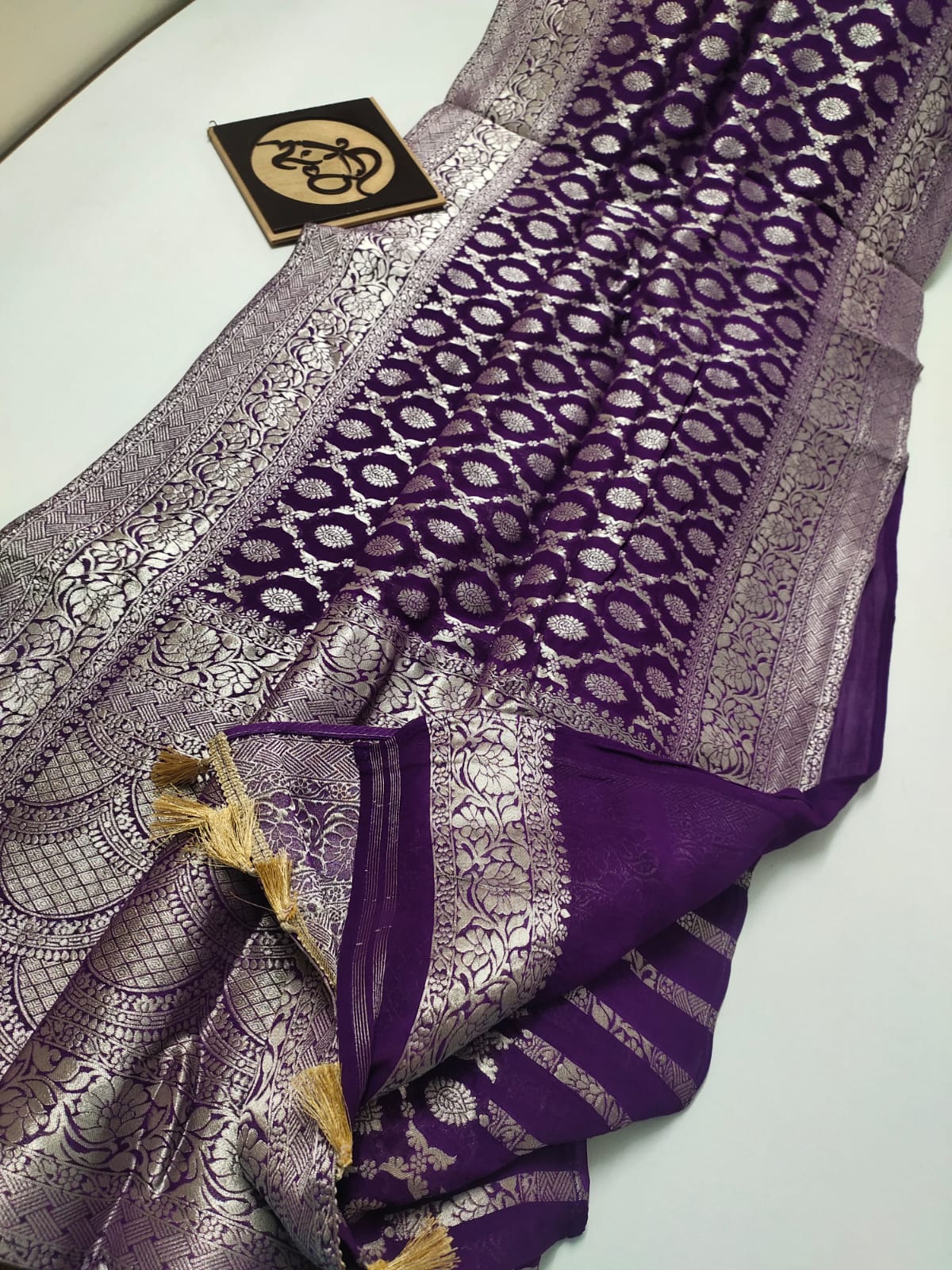 Nimina banarsi khaddi gorgette saree - Saffronfashionindia