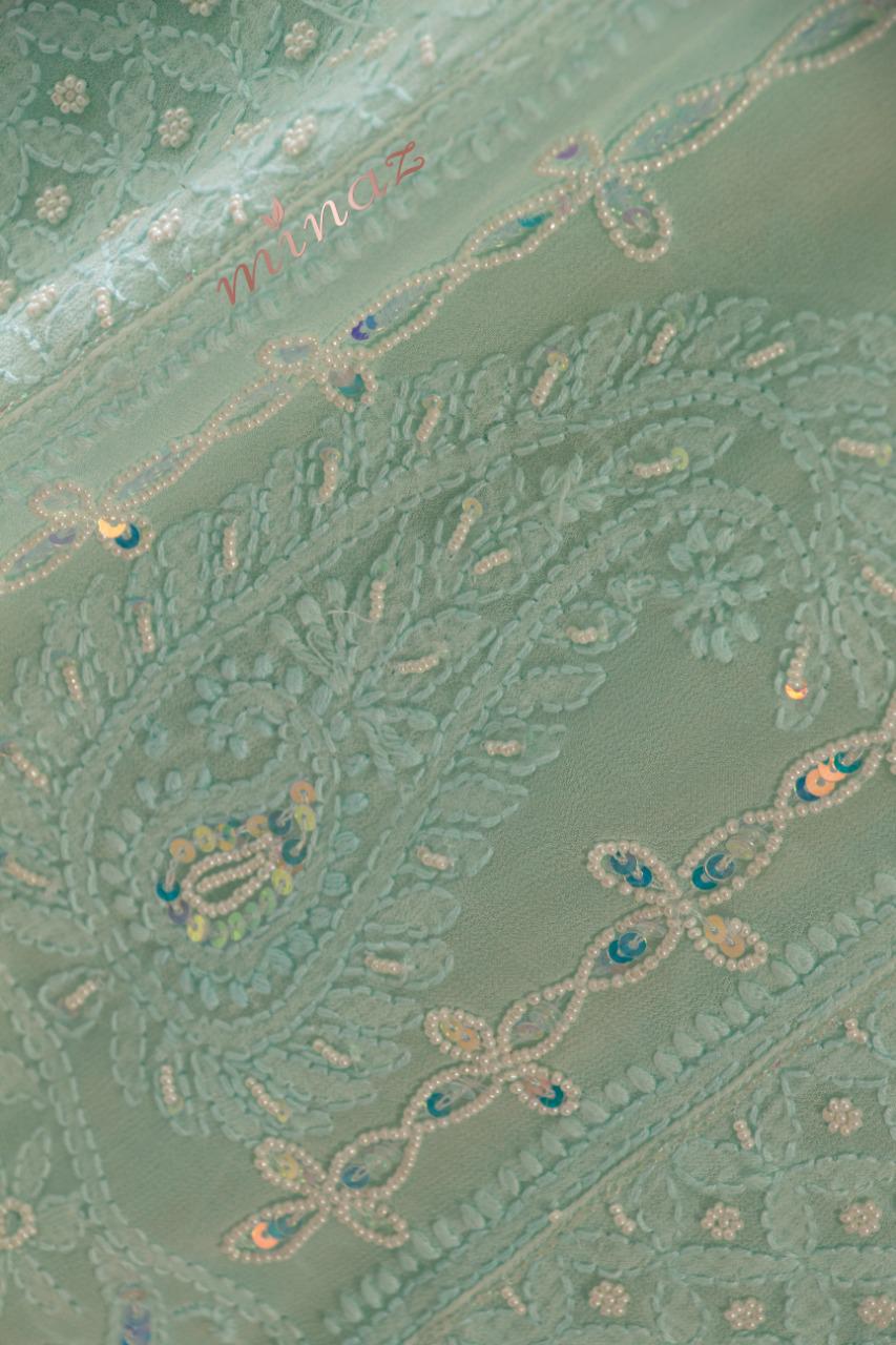 Authentic Anarkali Chikankari suit - Saffronfashionindia