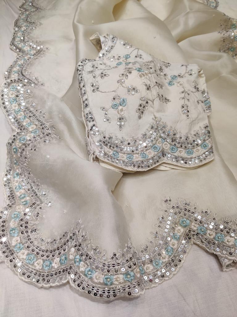 Lishik organza zardosi saree - Saffronfashionindia