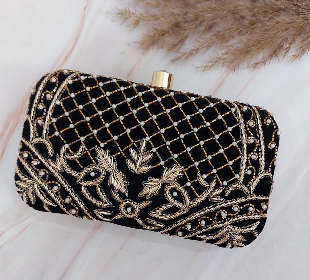 Jilan embroidery clutch bag cocktail purse SaffronFashionindia, SaffronFashion