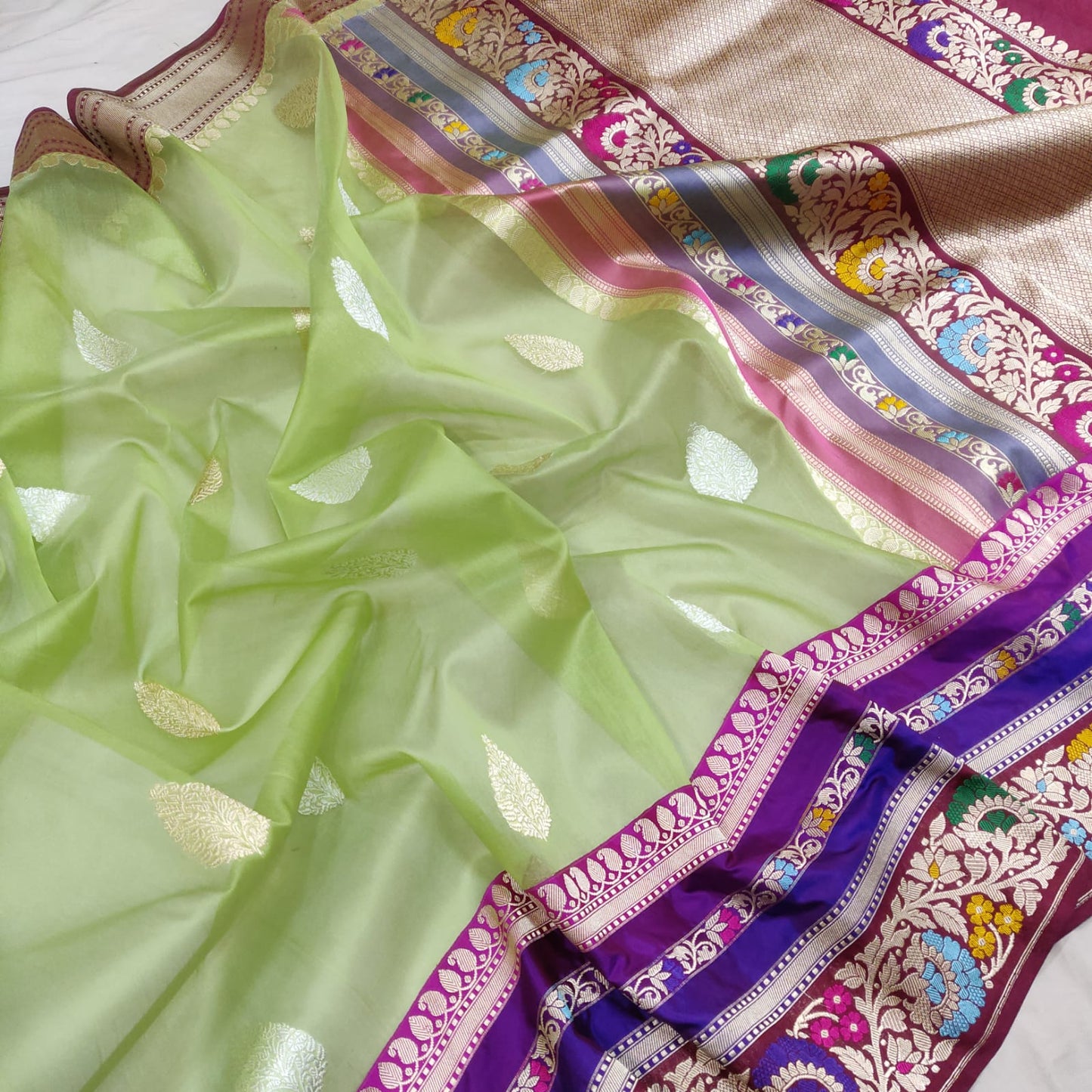 Kavi handwoven kora saree - Saffronfashionindia