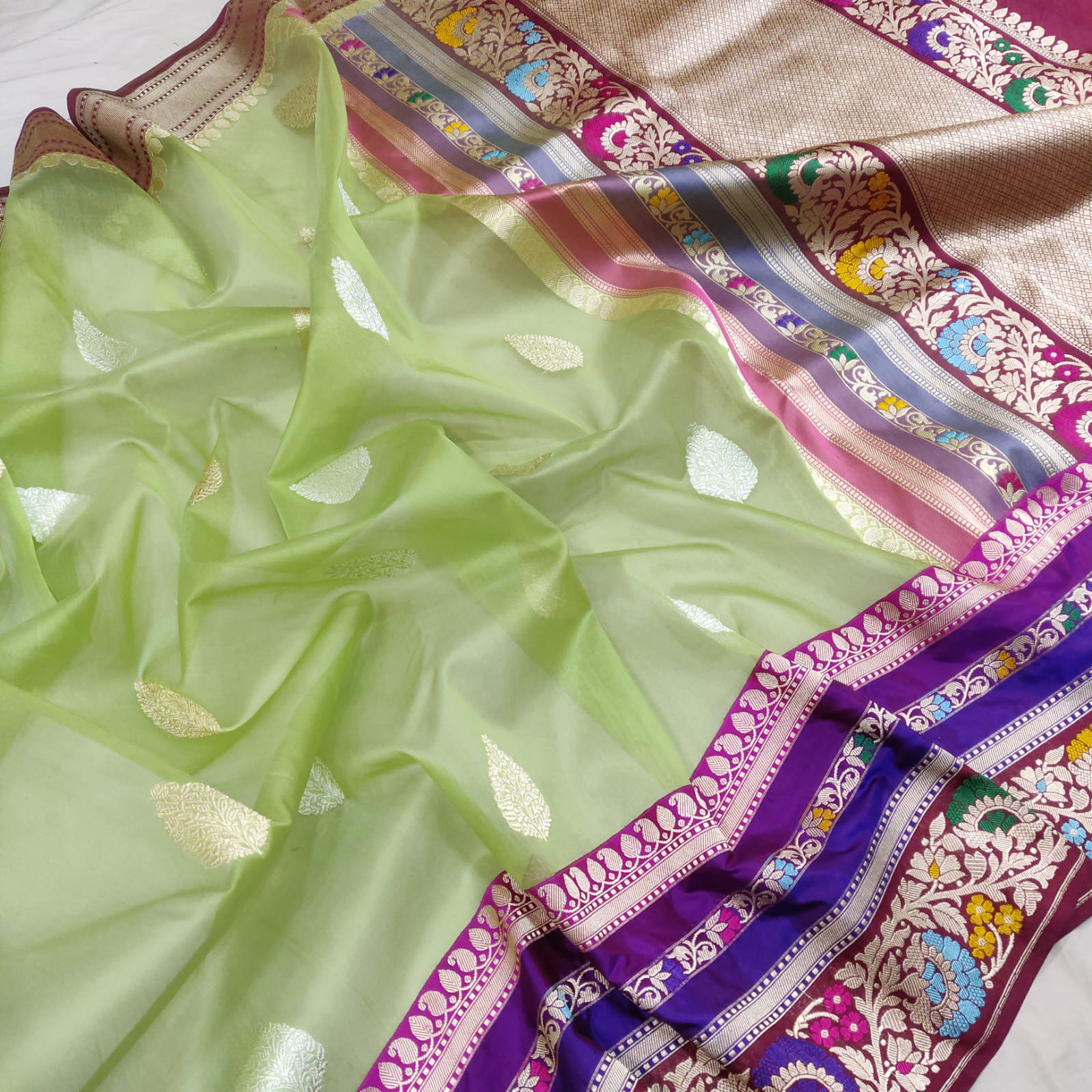 Kavi handwoven kora saree - Saffronfashionindia