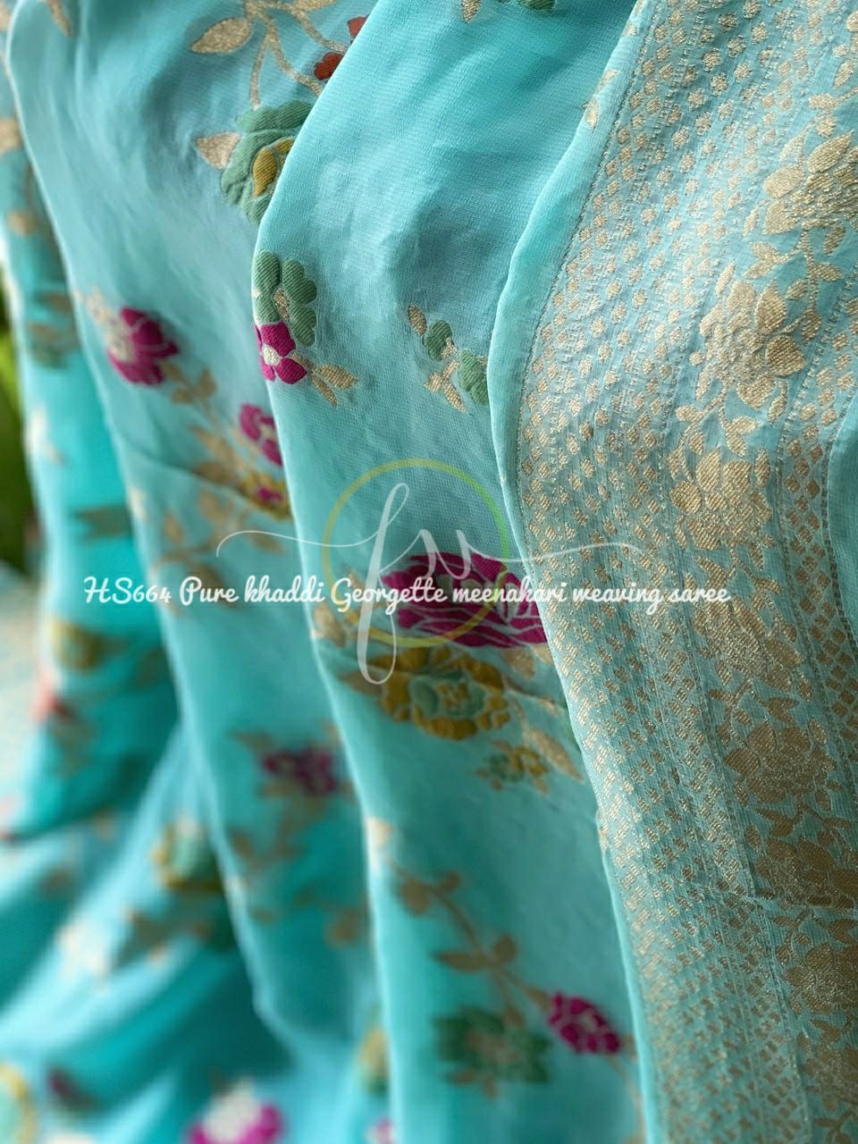 Pinashi gorgette saree - Saffronfashionindia